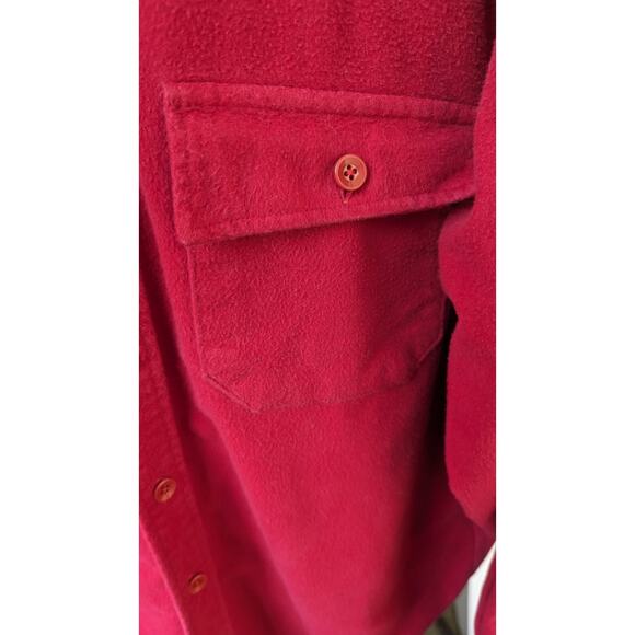 Vintage L.L. Bean red chamois shirt shacket button down pockets sz 16.5 - Picture 3 of 9